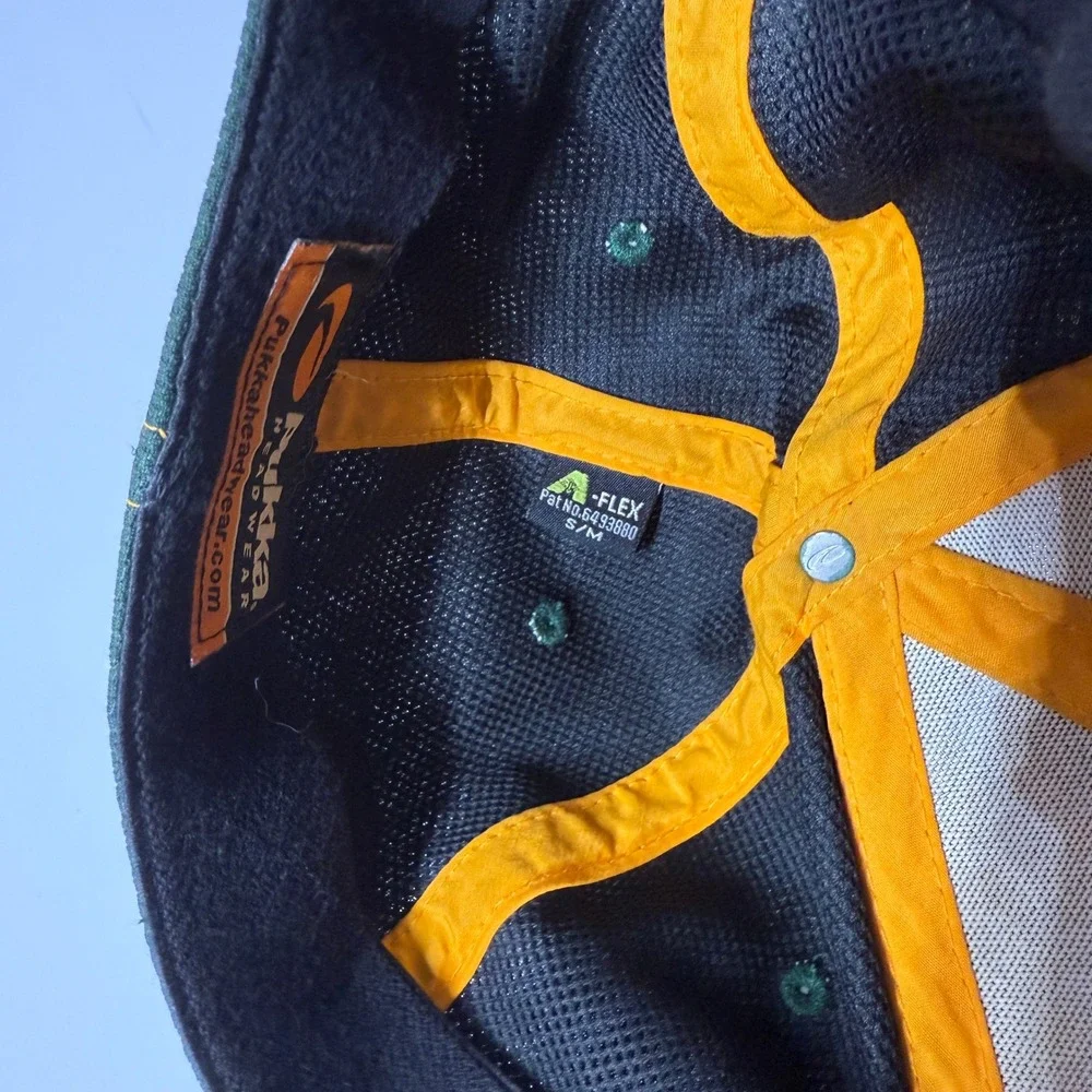 Pukka Headwear 360 Elite Baseball Cap Athletics Fitted Hat Green Yellow S/M